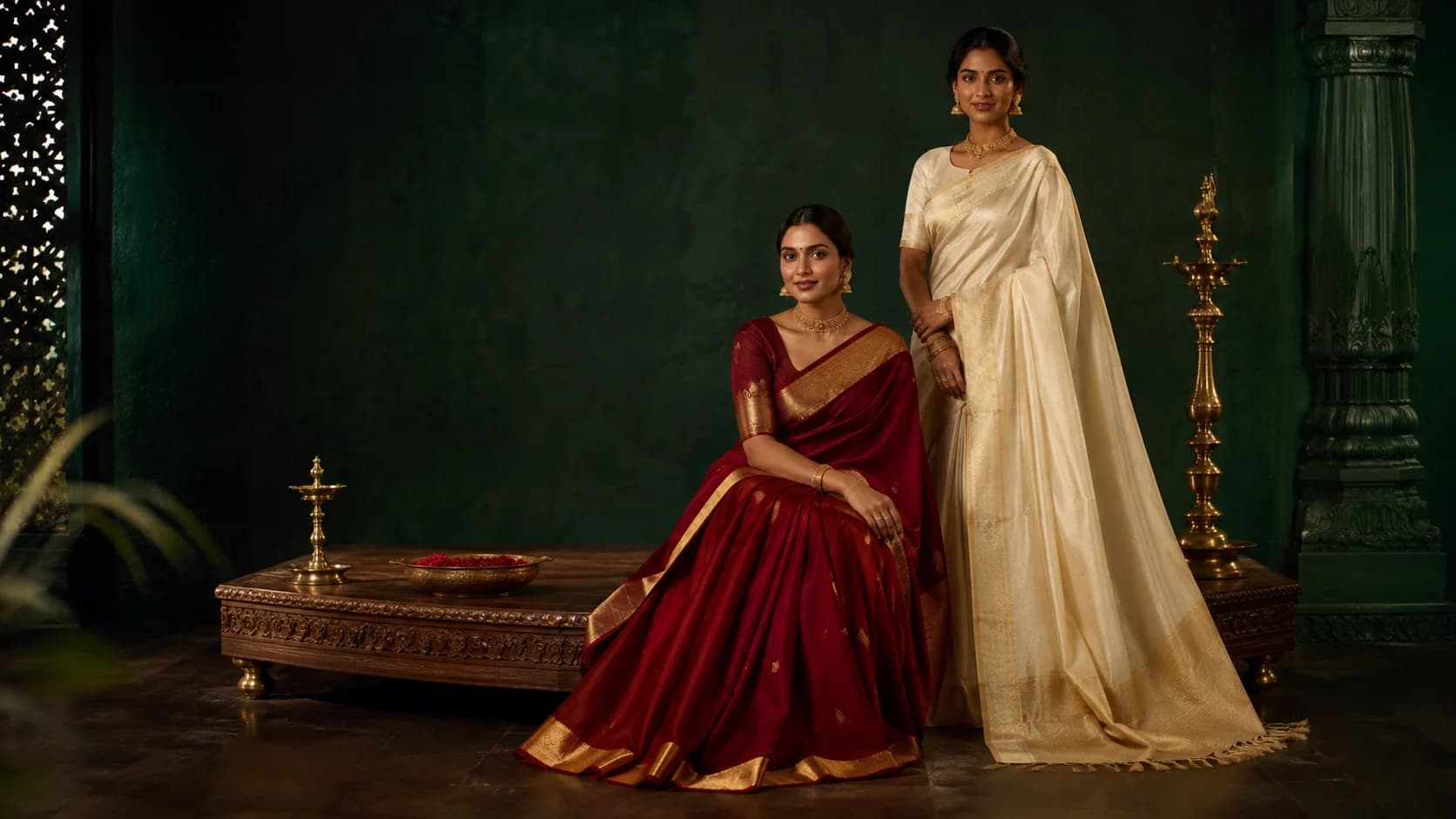 MP Silks crimson and ivory campaign